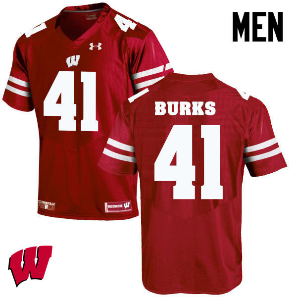 Men Winsconsin Badgers #41 Noah Burks College Football Jerseys-Red